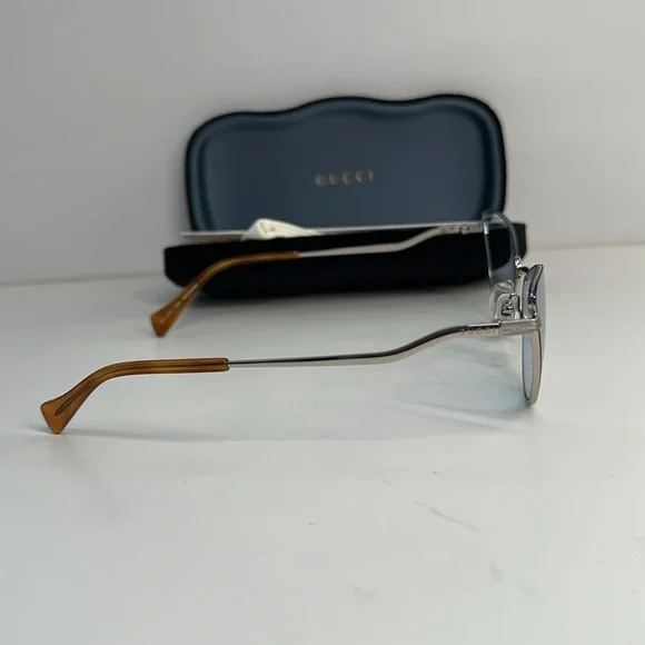 NEW Gucci GG1006S Cat Eye Sunglasses – Silver & Light Blue - Picture 5 of 11